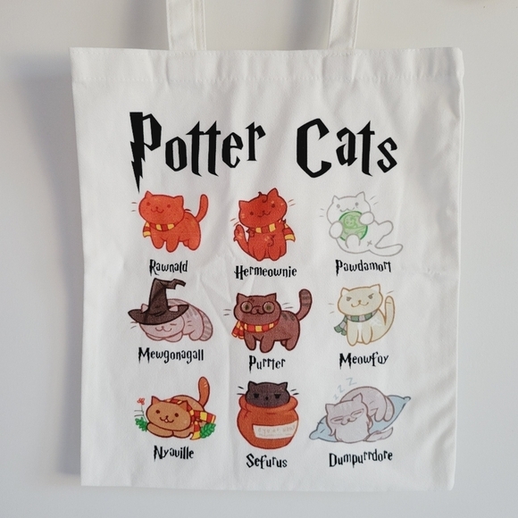 Harry Potter Theme Cat Canvas Tote - Picture 2 of 6
